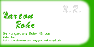 marton rohr business card