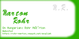 marton rohr business card